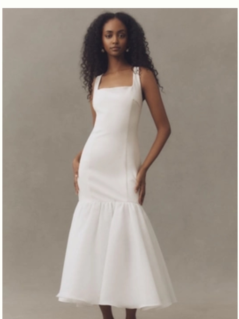 BHLDN SLEEVELESS SQUARE-NECK TRUMPET MAXI DRESS